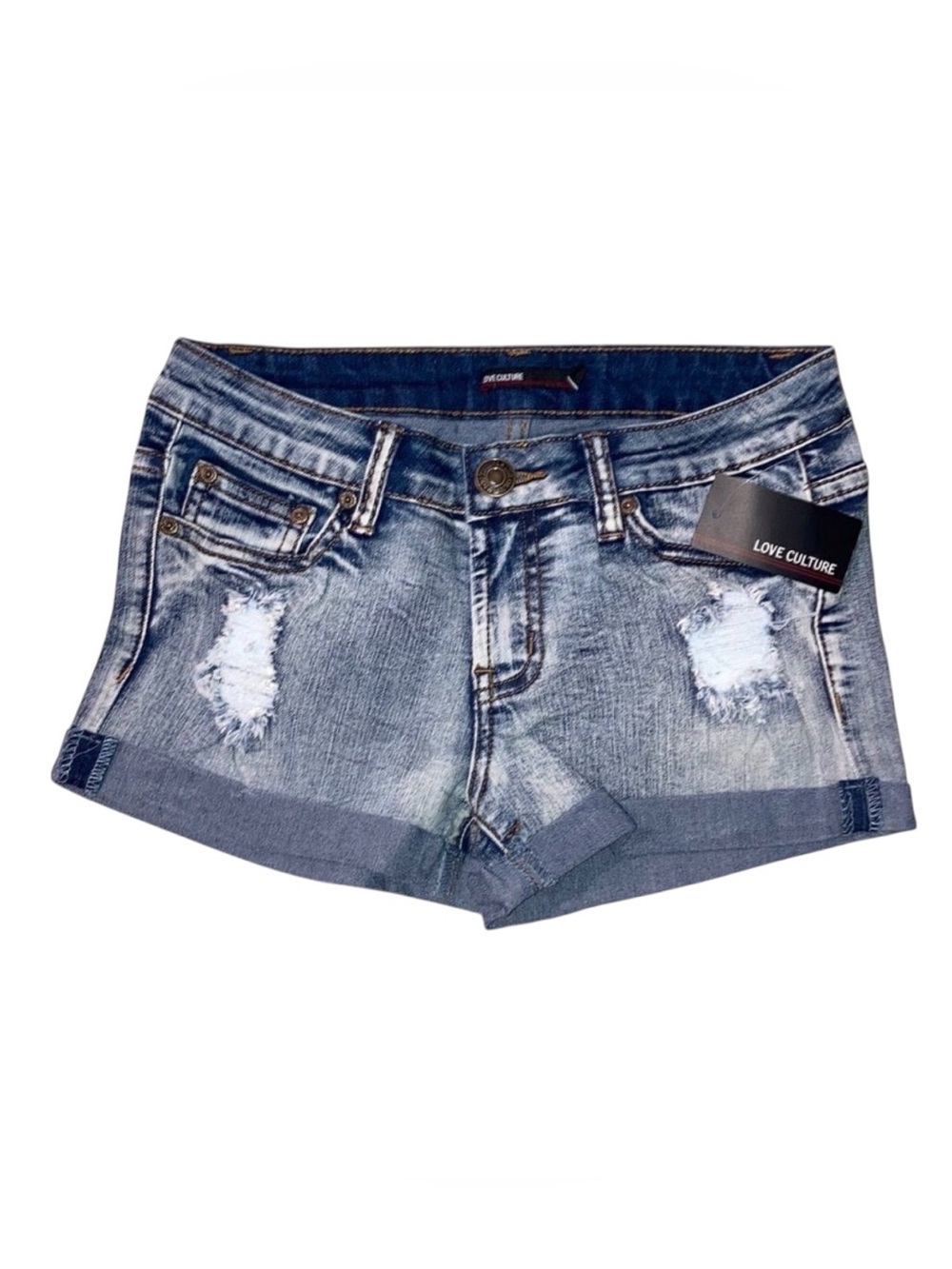 New! Love Culture Distressed Denim Shorts